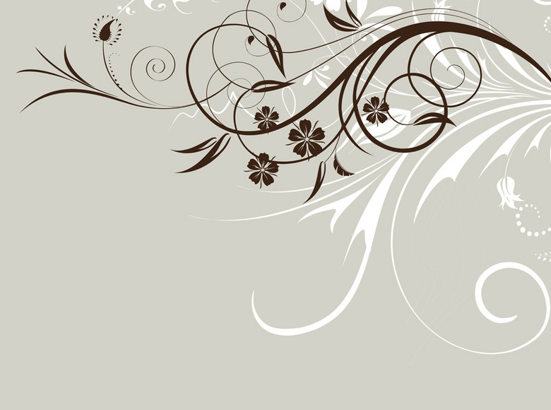 手绘黑白线条简约花纹背景墙(图片编号:16533