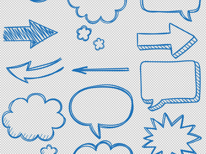 手绘涂鸦箭头设计文字对话框气泡矢量素材(图