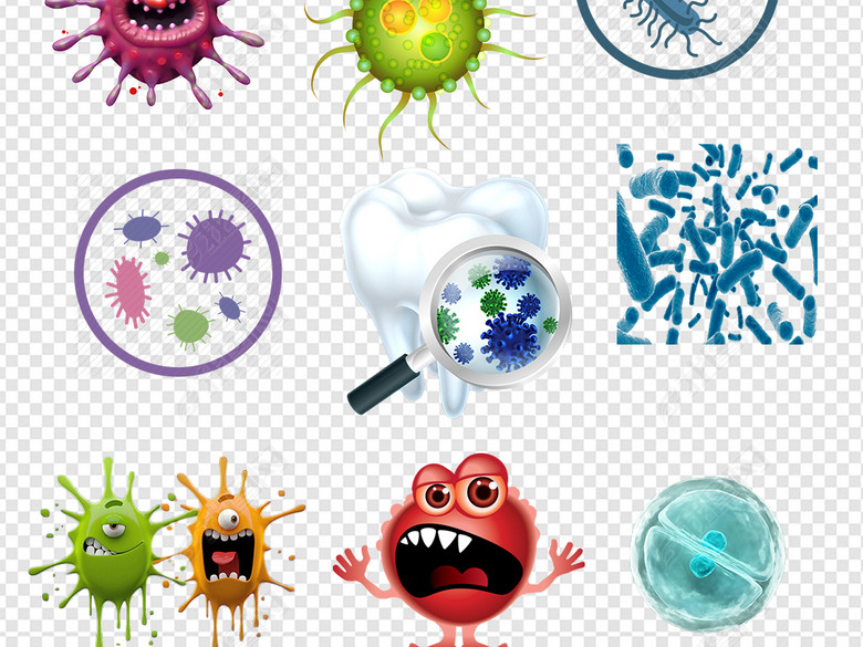 卡通细菌真菌病毒病菌图片素材图片下载png素材-其他-我图网