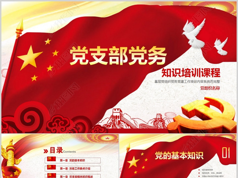 党支部党务工作党建知识培训党课PPT模板(图