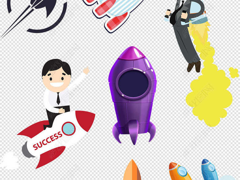 红色卡通火箭发射png免扣素材图片下载png素