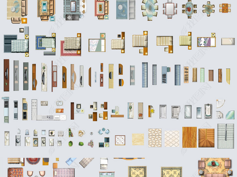 家具PSD分层户型图块彩平图库图片下载psd素
