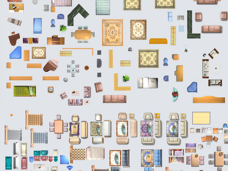 家具PSD分层户型图块彩平图库(图片编号:165