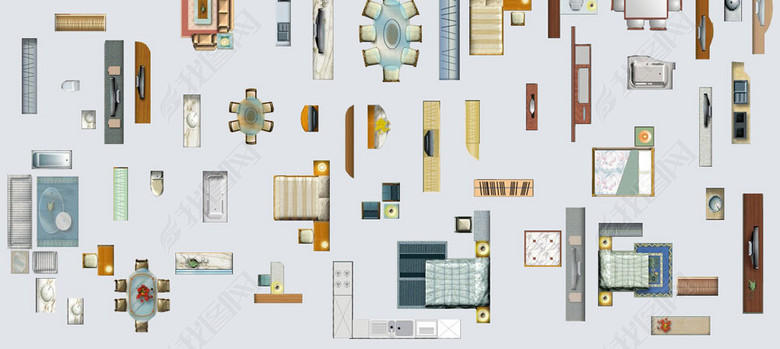 家具PSD分层户型图块彩平图库图片下载psd素