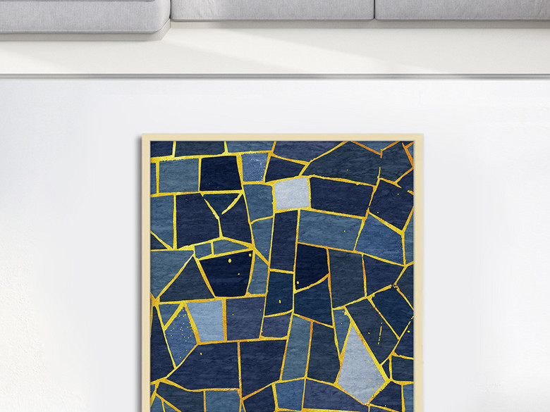 简约北欧抽象不规则几何图形大理石纹装饰画(