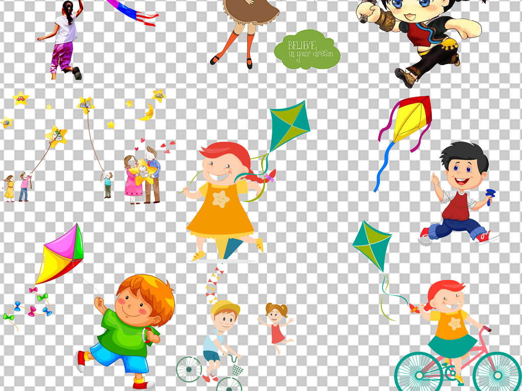 小孩放风筝郊游风筝节童趣海报PNG.图片设计
