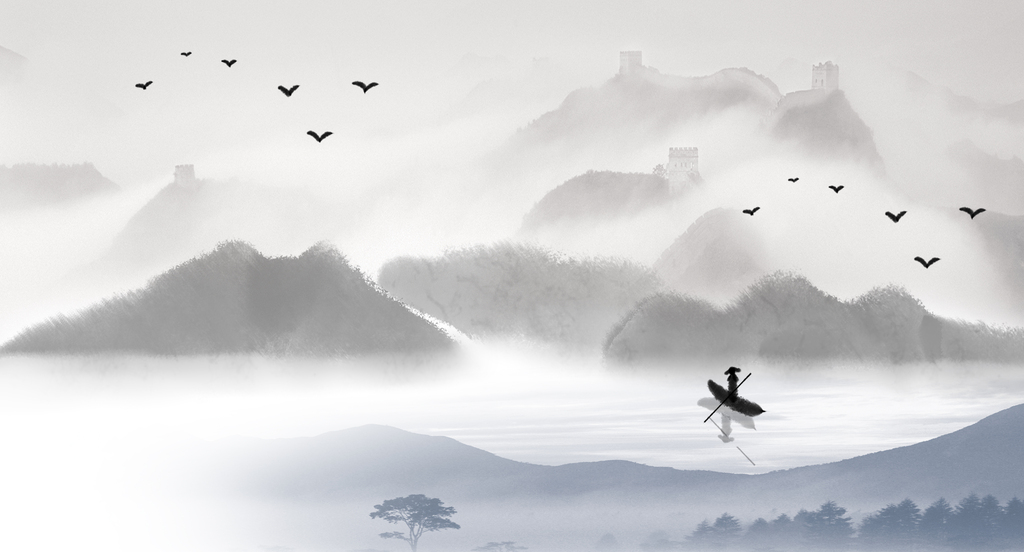 新中式水墨抽象画中式山水画简易风景画中堂