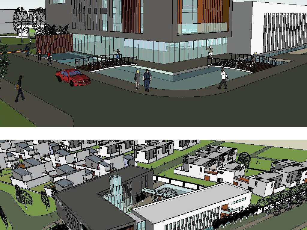 公建会所建筑草图SU模型含CAD平面图和渲染