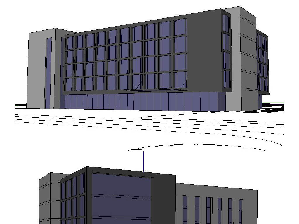 小型办公楼建筑草图SU模型含CAD平面图毕业