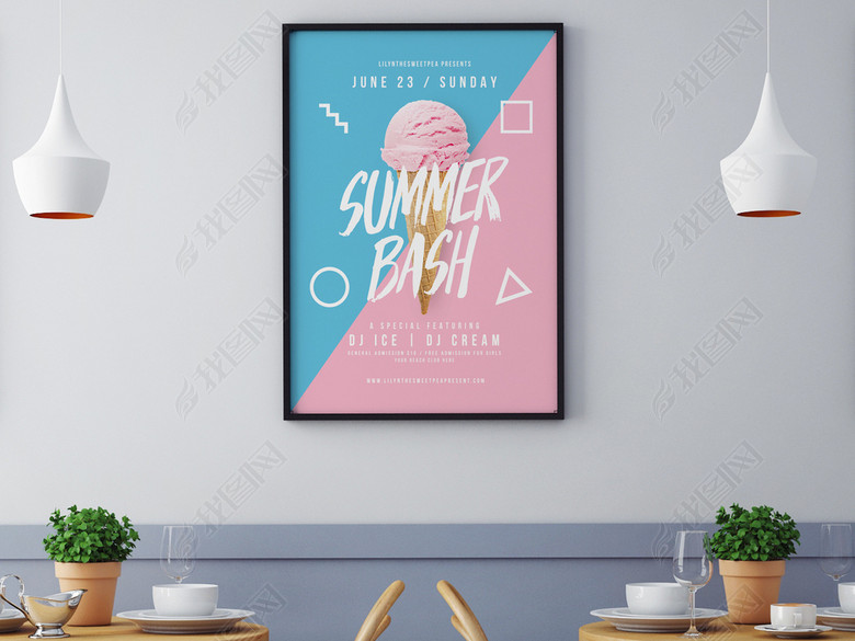 简约清新粉嫩色系冰淇淋甜品店畅享一夏单品促