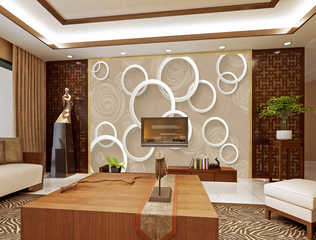 简约花样立体背景墙壁纸