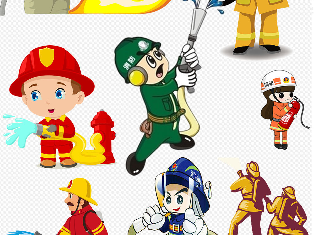 卡通救火消防员素材图片设计_高清其他模板下