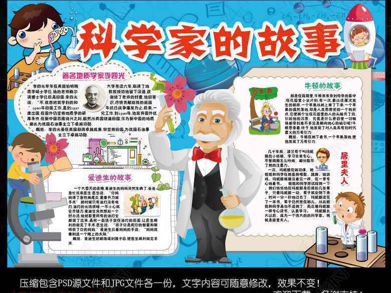 科学家的故事小报科技科普航天教育手抄小报图