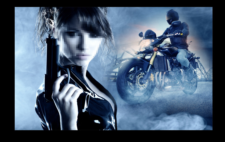 超酷美女海报摩托车夜店酒吧工装背景墙(图片