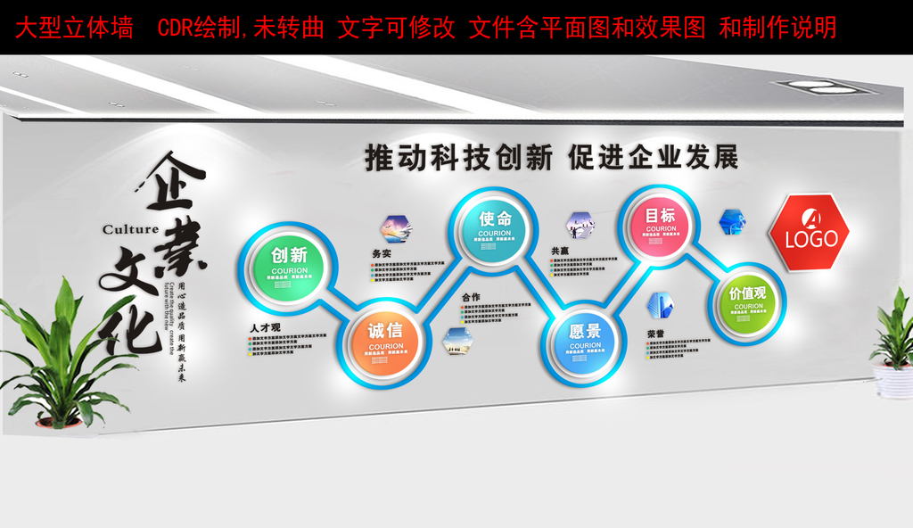 简洁企业文化墙CDR模板