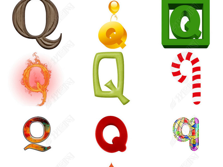 ps英文字母Q艺术字体2图片下载png素材-效果