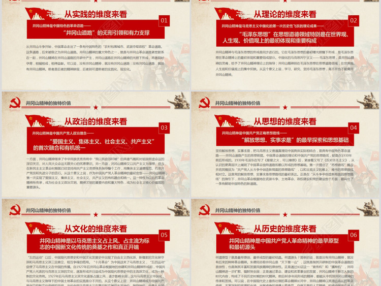 微党课学习井冈山精神红色教育PPT模板
