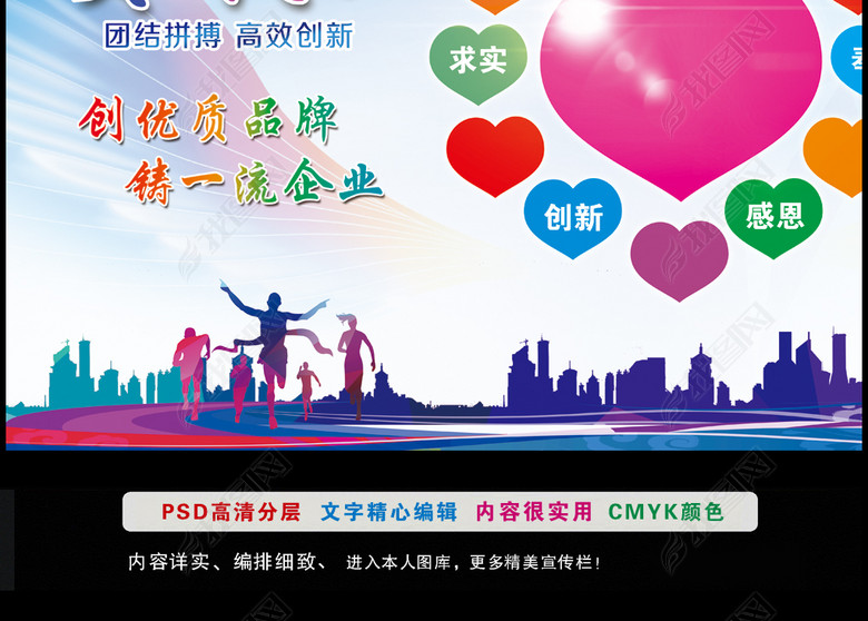 心形形状公司员工风采文化墙板报设计(图片编