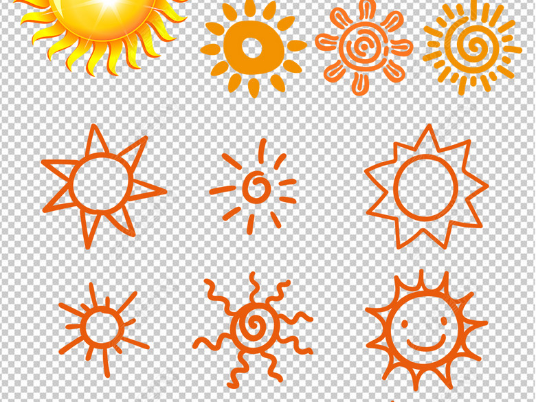 创意可爱卡通手绘云朵太阳天气预报素材下载(