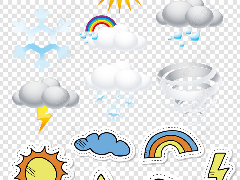 卡通天气预报符号图标PNG海报素材图片下载