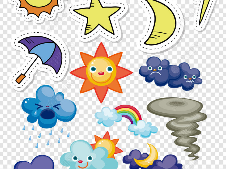 卡通天气预报符号图标PNG海报素材(图片编号