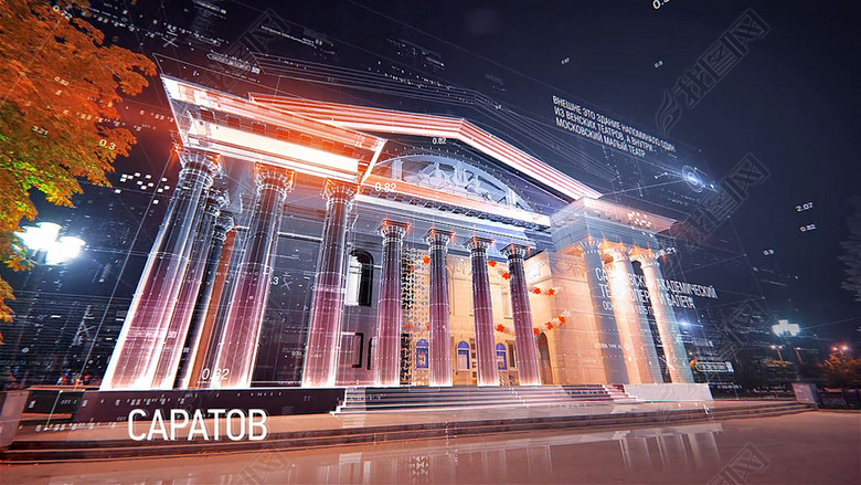 国外风景名胜著名景点科技虚拟现实数字化线条