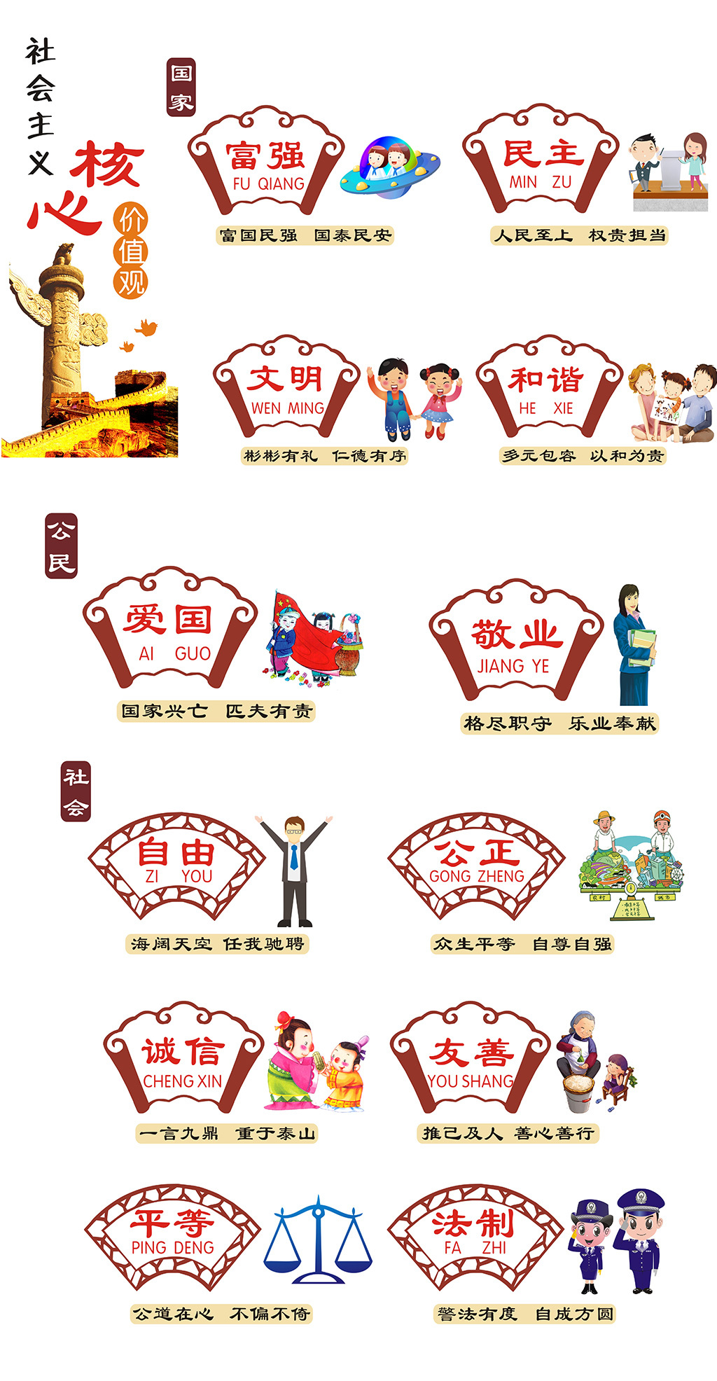 社会核心价值观墙体广告公益文明宣传画
