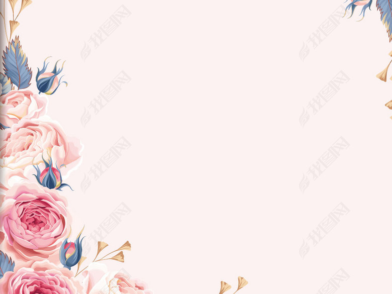 唯美水彩花卉条纹背景创意婚礼邀请函模板(图