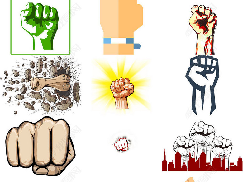 奋斗加油卡通拳头手势设计素材2图片下载png