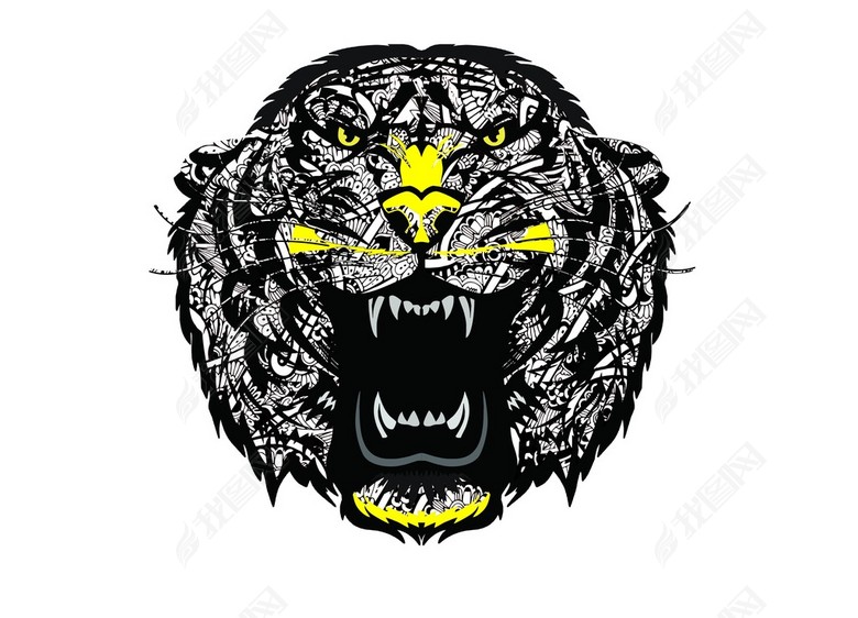 老虎头兽头图案潮牌t恤图案欧货卫衣图案图片