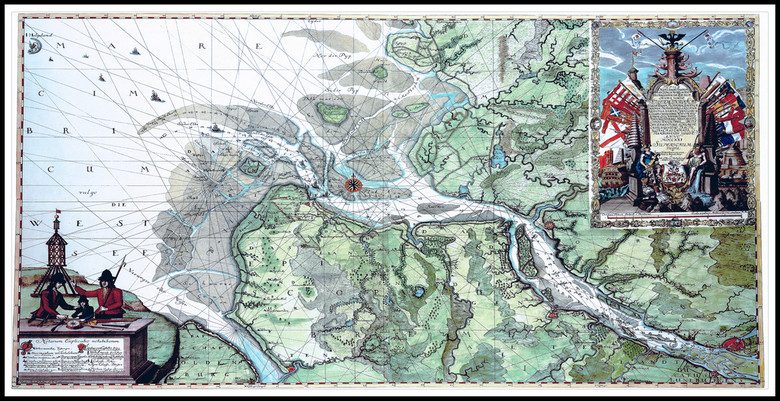 高清佛罗伦萨全景图手绘全景地图欧式装饰画(