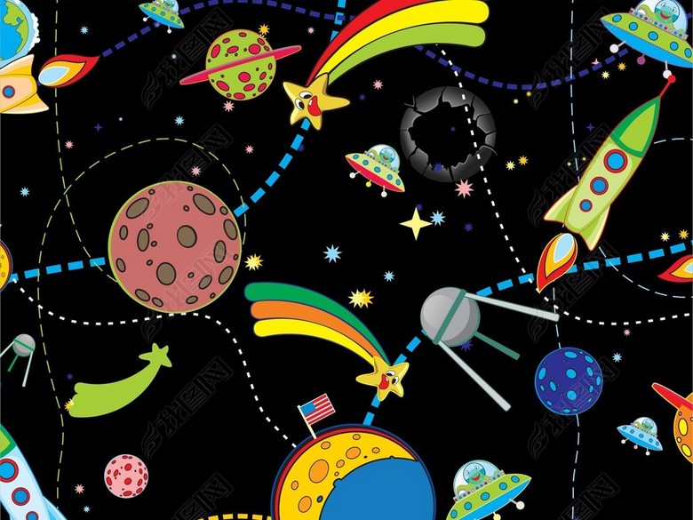 自然风光外太空星空图案几何无规则图案印花(