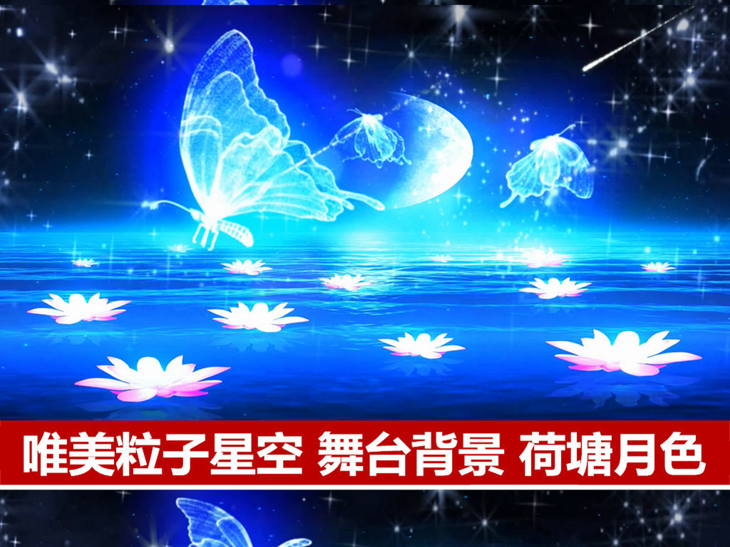 唯美粒子星空荷塘月色婚礼背景视频舞蹈背景