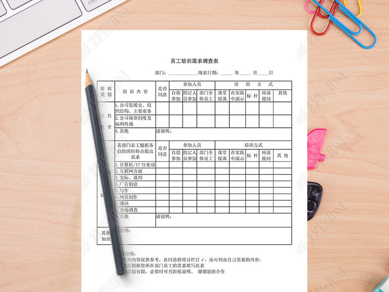 员工培训需求调查表训练表考核表(图片编号:1