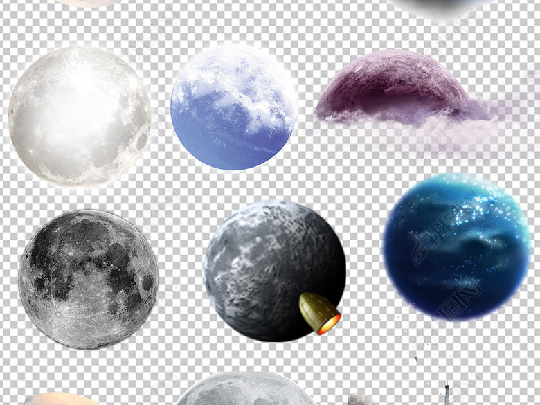 月亮月球海报png透明背景免扣素材图片下载p