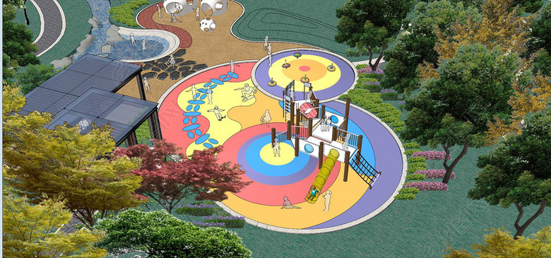 蘑菇主题儿童卡通游乐设施乐园SU模型图片下