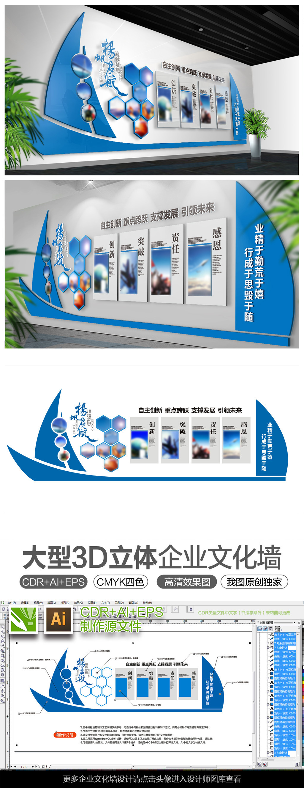 原创扬帆起航企业文化墙办公室形象墙-版权可商用