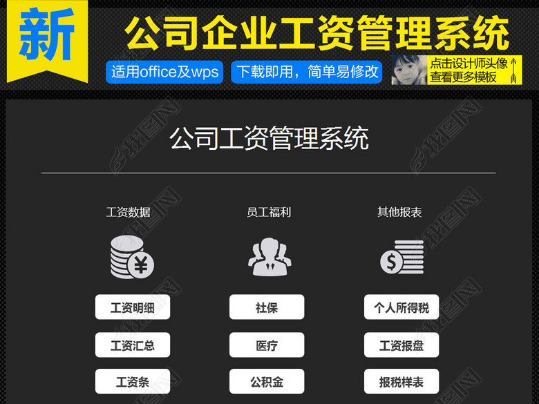 公司员工福利工资管理系统Excel图片下载xlsx素