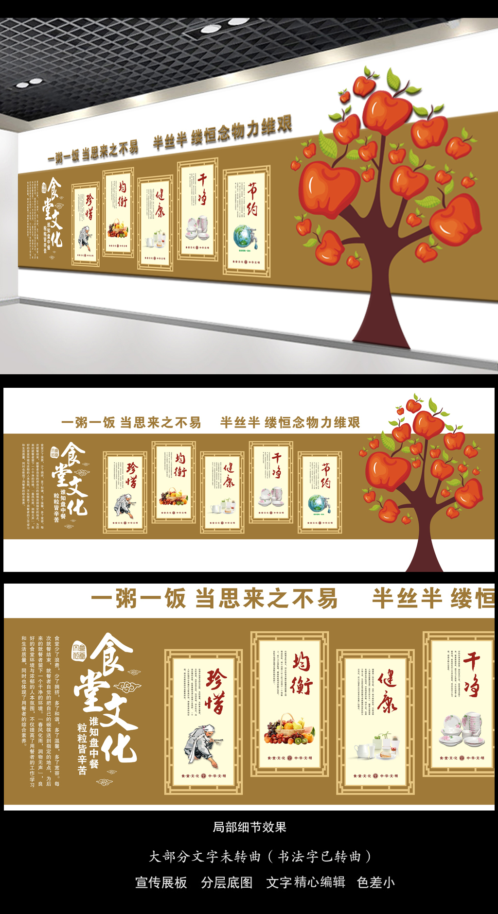 原创食堂文化建设宣传展板文化墙-版权可商用