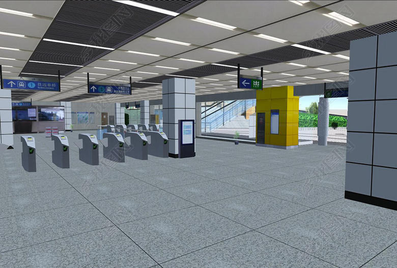 南京地铁3dmax模型下载次时代模型游戏漫游场
