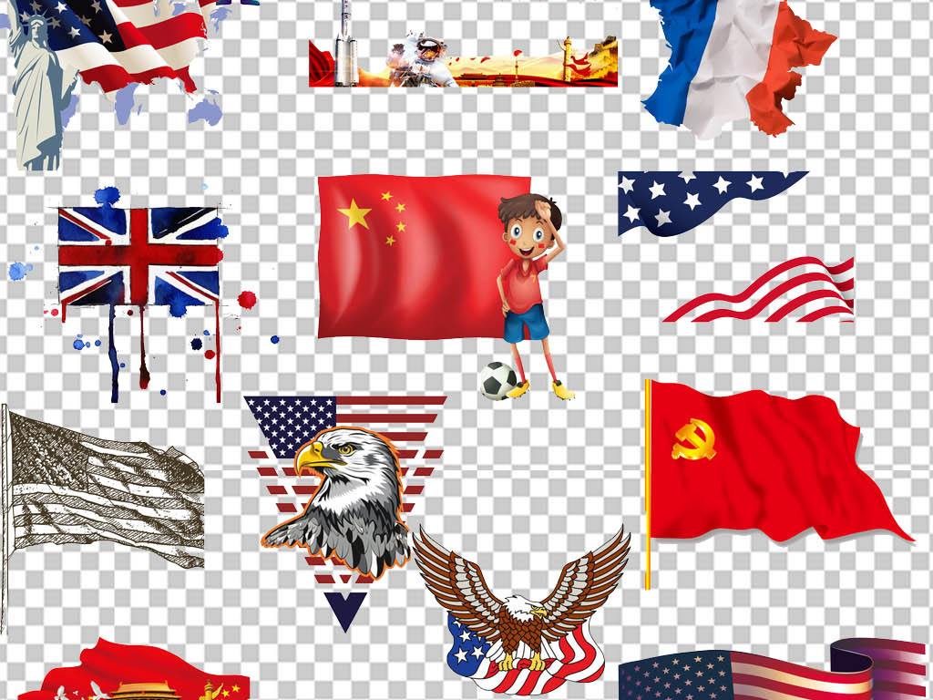 中国美国德国英国澳大利亚多国国旗p.图片设计