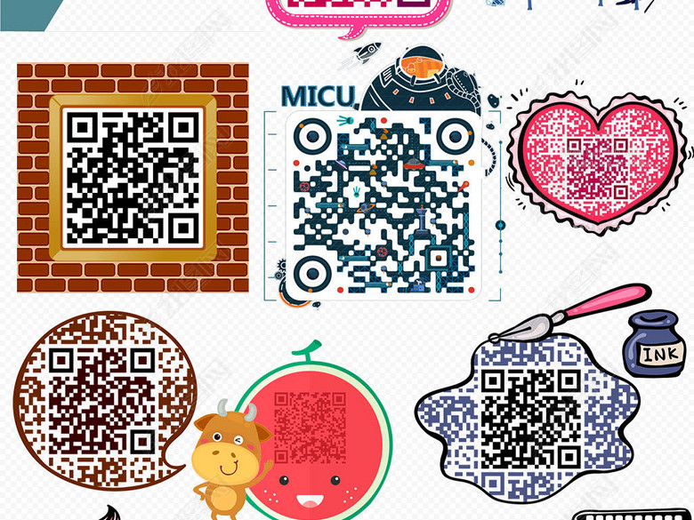 创意二维码微信扫码关注公众号PNG图形图片