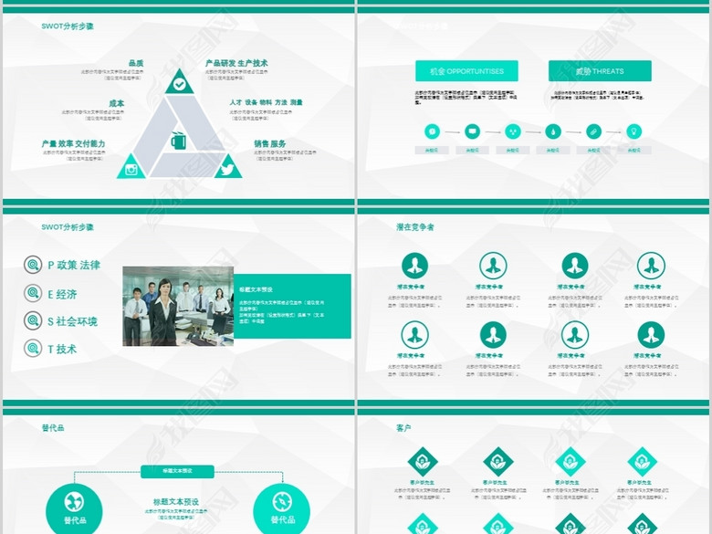 企业案例模型分析法SWOT分析ppt模板(图片编