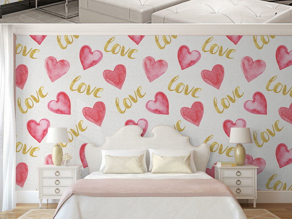 手绘水彩爱心形状英文字母壁纸墙纸墙贴59