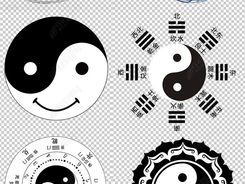 太极阴阳五行八卦图中国风算命风水设计素材图