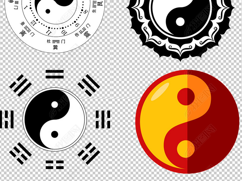 太极阴阳五行八卦图中国风算命风水设计素材图