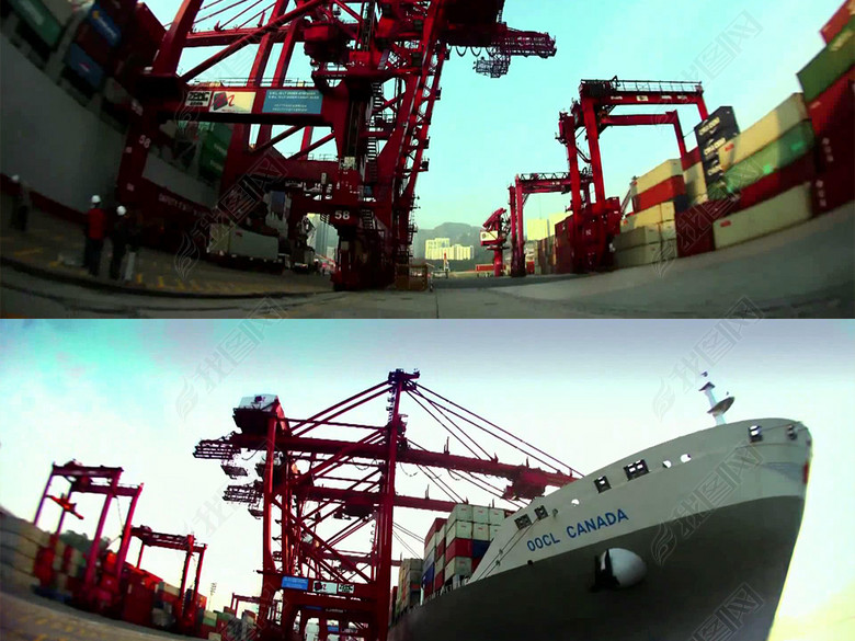 实拍香港集装箱码头港口海运物流视频素材(图