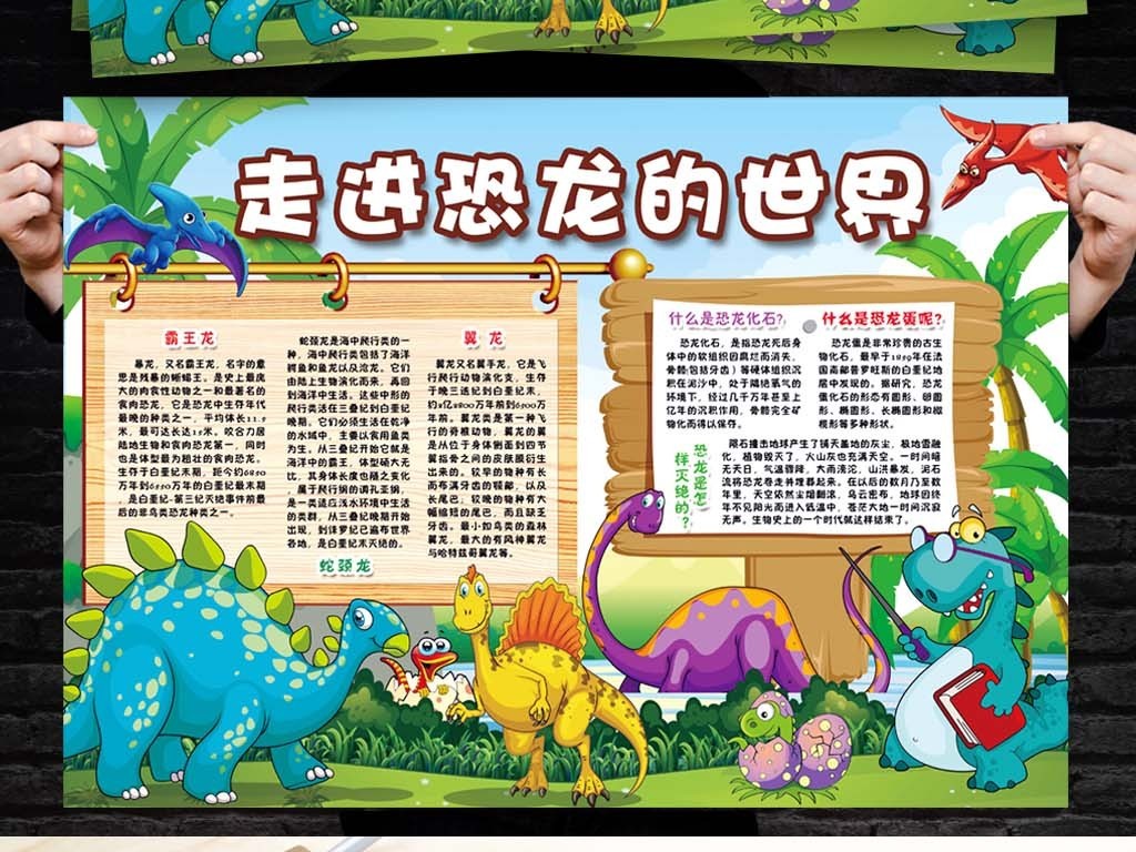 恐龙世界小报参观自然博物馆公园手抄小报素材