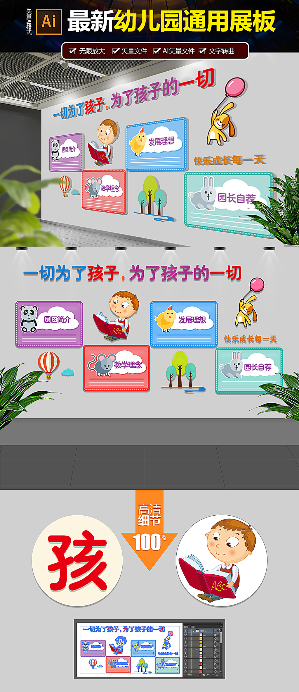 2017儿童幼儿园教育文化墙形象墙