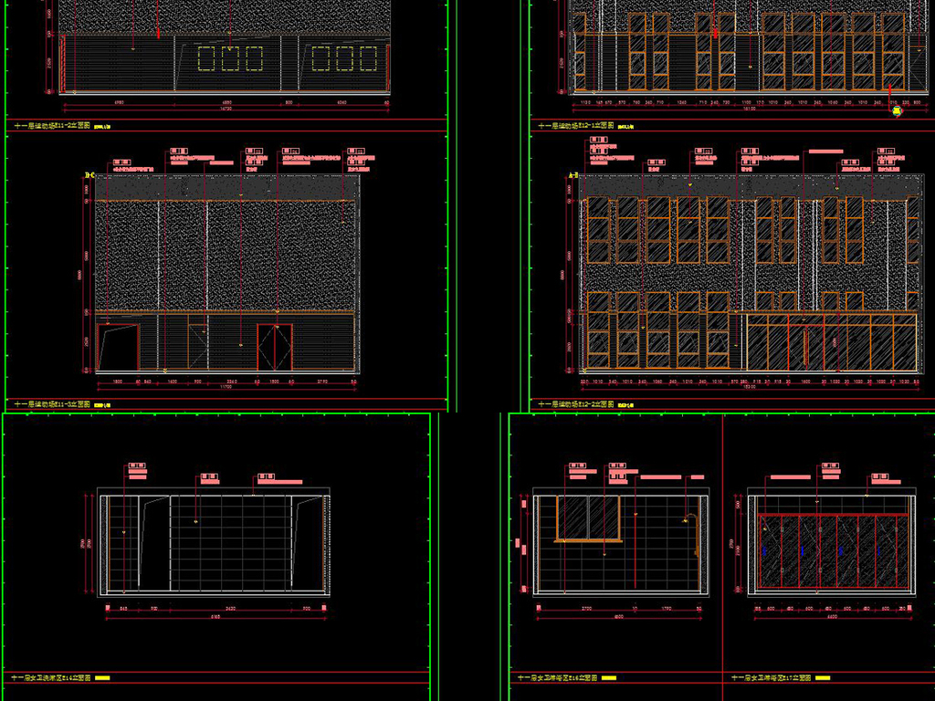 全套室内篮球馆CAD施工图效果图